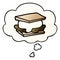 A creative smore cartoon and thought bubble in smooth gradient style