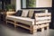 Creative Sofa made of wooden pallets in the home interior