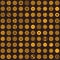 Creative steampunk seamless texture design. Clockwork gears vector infinite cogwheel pattern on dark background