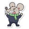A creative sticker of a cartoon angry mouse