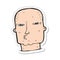 A creative sticker of a cartoon bald tough guy