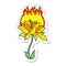 A creative sticker of a cartoon burning flower