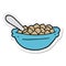 A creative sticker of a cartoon cereal bowl