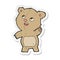 A creative sticker of a cartoon cute waving teddy bear