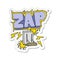 A creative sticker of a cartoon electrical switch zapping