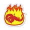 A creative sticker of a cartoon flaming dragon