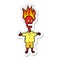 A creative sticker of a cartoon flaming skeleton