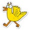 A creative sticker of a cartoon flapping duck
