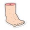 A creative sticker of a cartoon foot