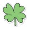 A creative sticker of a cartoon four leaf clover