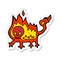 A creative sticker of a cartoon little fire demon