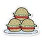 A creative sticker of a cartoon plate of burgers