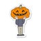 A creative sticker of a cartoon pumpkin head halloween costume