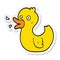 A creative sticker of a cartoon quacking duck