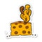 A creative sticker of a cartoon smelly cheese