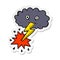 A creative sticker of a cartoon storm cloud