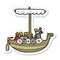 A creative sticker of a cartoon vikings sailing