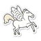 A creative sticker of a cartoon winged horse