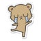 A creative sticker of a crying cartoon bear doing a sad dance