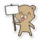 A creative sticker of a rude cartoon bear with protest sign