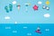 Creative summer background with set of beach accessories