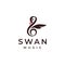 Creative Swan music logo template with swan and musical note vector icon concept