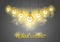 Creative team concept, group of five shining light bulbs represents idea of creative people teamwork having ideas working together