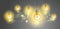 Creative team concept, group of five shining light bulbs represents idea of creative people teamwork having ideas working together