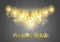 Creative team concept, group of five shining light bulbs represents idea of creative people teamwork having ideas working together