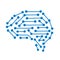 Creative technology human brain with neural bonds icon - vector