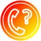 A creative telephone handset with question mark circular in hot gradient spectrum