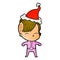 A creative textured cartoon of a girl wearing futuristic clothes wearing santa hat