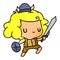 A creative textured cartoon kawaii cute viking child