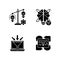 Creative thinking black glyph icons set on white space