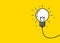 Creative thinking ideas brain innovation concept. Light bulb on yellow background