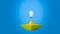 The creative thinking, yellow boat and light bulb for idea concept 3d rendering