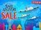 Creative Travel Adventure Sale Promotional Banner with Colorful World Famous Landmarks Silhouette and Airplanes