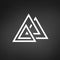 Creative trinity futuristic Triple triangle symbol design for company logo. Corporate tech geometric identity concept. Stock