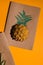 Creative tropical greeting cards with pineapple