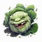 A Creative Twist on a Classic Vegetable: A Laughing Humanized Cabbage on a White Background. Generative AI.