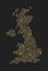 Creative United Kingdom country map made of dots