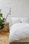 Creative urban interior design bedroom white linen