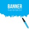 Creative vector blue illustration of highlighter pen with scribbles isolated on a white background. Stain artistic