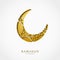 Creative vector crescent moon 3d greeting card design. Abstract arabic background