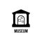 Creative vector element. Trade company illustration. Museum sign. Symbol, icon. Art gallery logo. Urban architecture.
