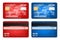 Creative vector illustration of bank plastic credit card set isolated on transparent background. Art design two sides realistic mo