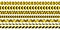 Creative vector illustration of black and yellow police stripe border. Set of danger caution seamless tapes. Art design line of cr