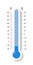 Creative vector illustration of celsius, fahrenheit meteorology thermometers scale isolated on background. Heat, hot, cold signs.