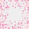 Creative vector illustration of flowers petals falling on vector transparent background. Pink, red rose or sakura flying backdrop