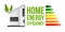 Creative vector illustration of home energy efficiency rating isolated on background. Art design smart eco house